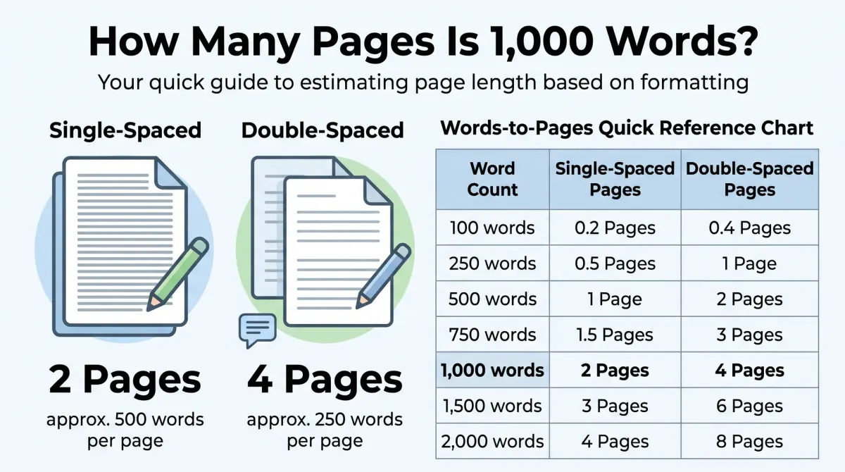 How Many Pages Is 1000 Words? Words-to-Pages Chart