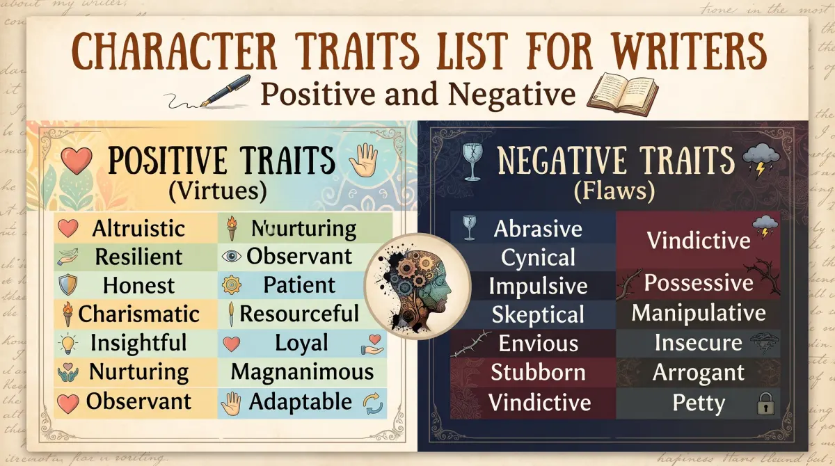 Character Traits List for Writers: Positive and Negative