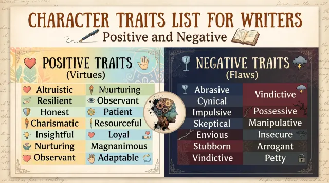 Character Traits List for Writers: Positive and Negative